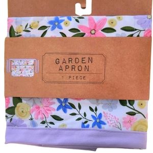 Garden Apron Purple With Flowers Waist Wraparound With Ties Size 20x15